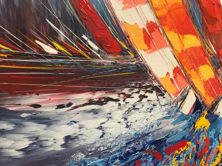 Original Abstract Expressionism Sailboat Painting by Olivier Messas