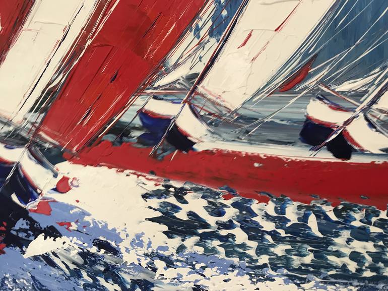 Original Abstract Expressionism Sailboat Painting by Olivier Messas