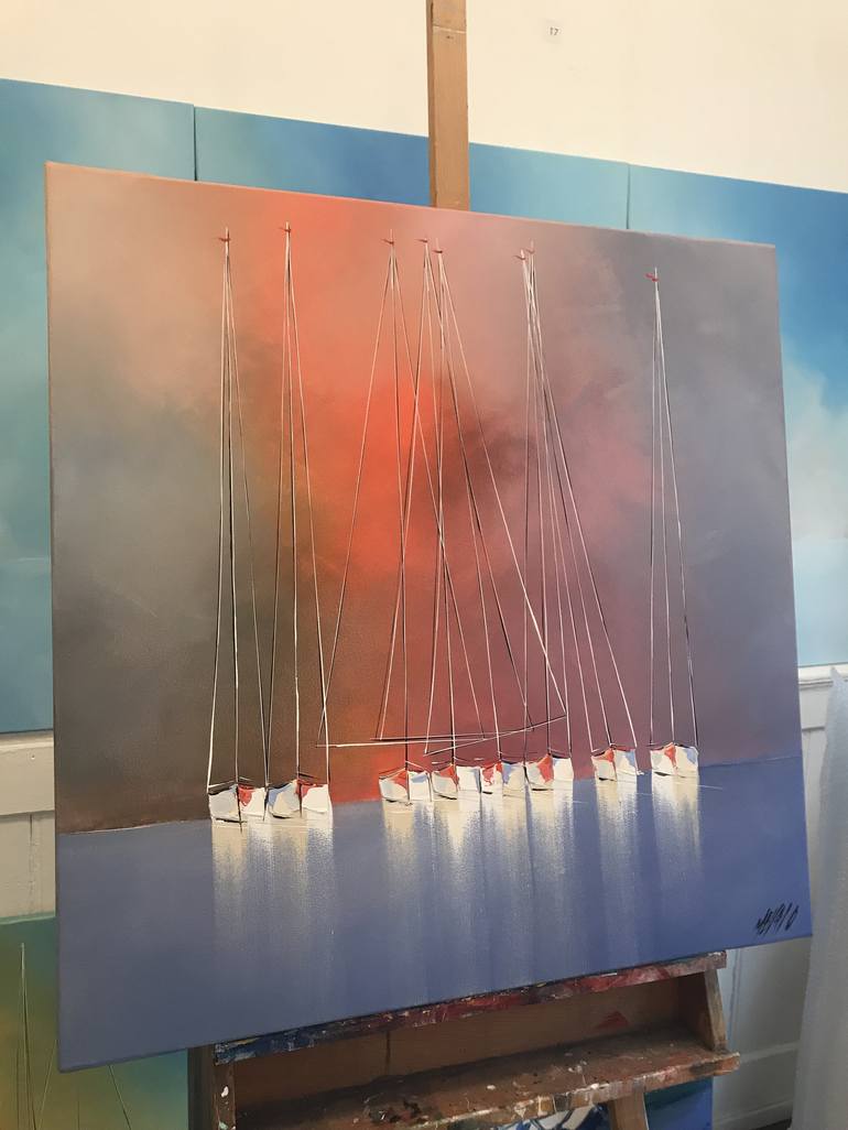 Original Sailboat Painting by Olivier Messas