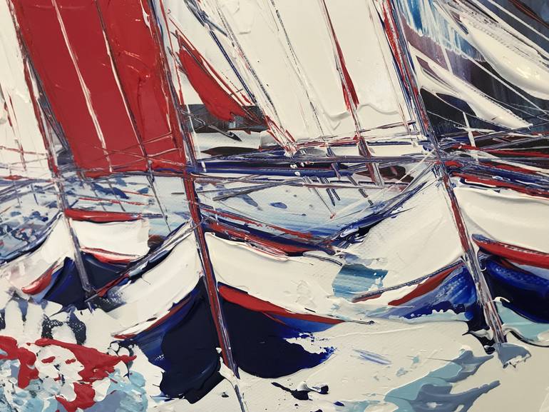 Original Abstract Expressionism Sailboat Painting by Olivier Messas