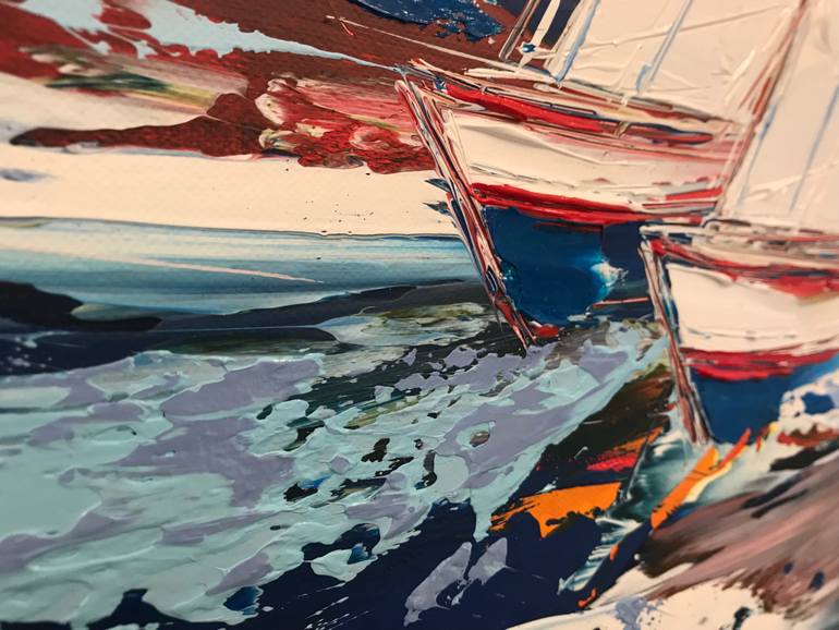 Original Abstract Expressionism Boat Painting by Olivier Messas