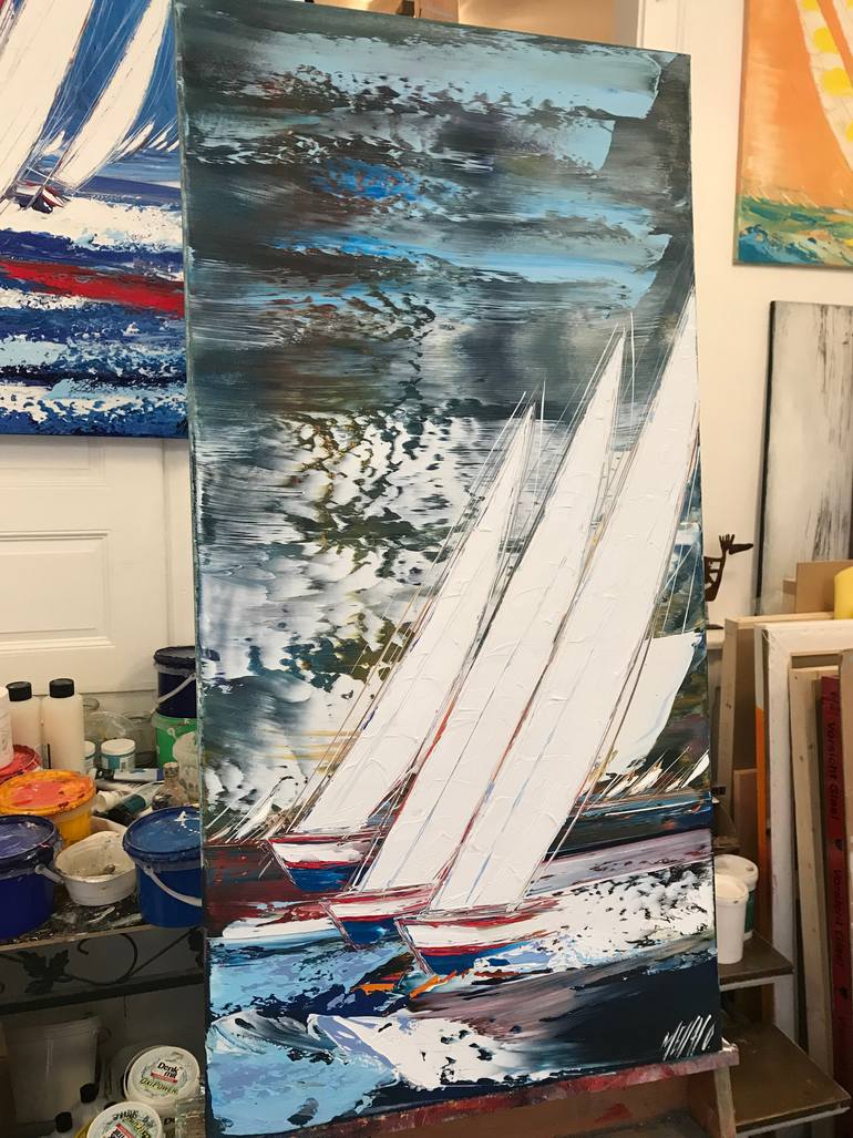 Original Abstract Expressionism Boat Painting by Olivier Messas