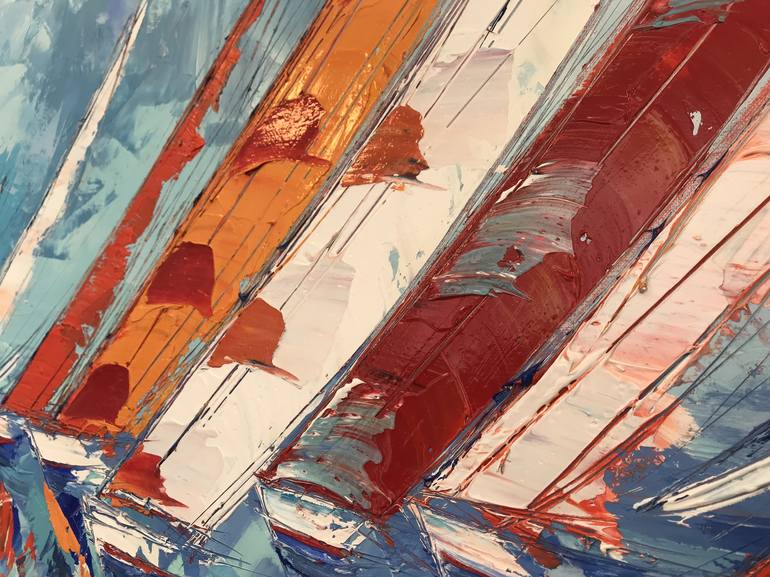 Original Abstract Sailboat Painting by Olivier Messas