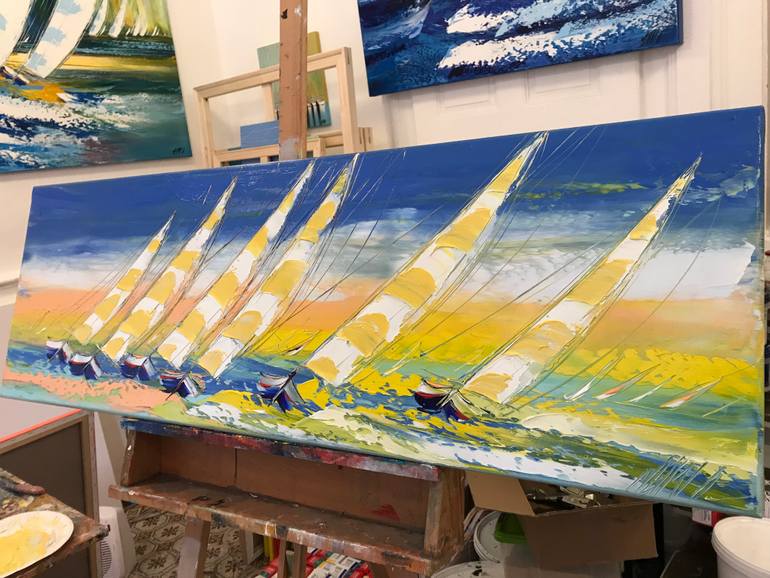 Original Abstract Expressionism Boat Painting by Olivier Messas