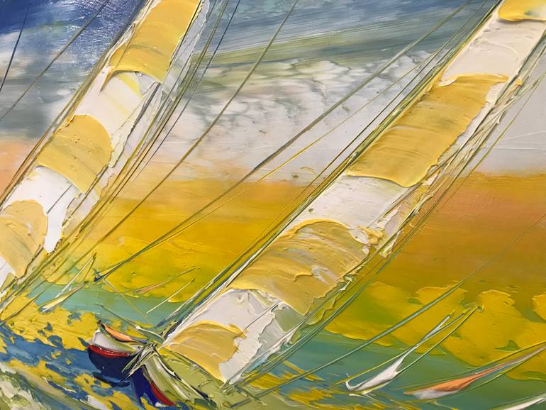 Original Abstract Expressionism Boat Painting by Olivier Messas