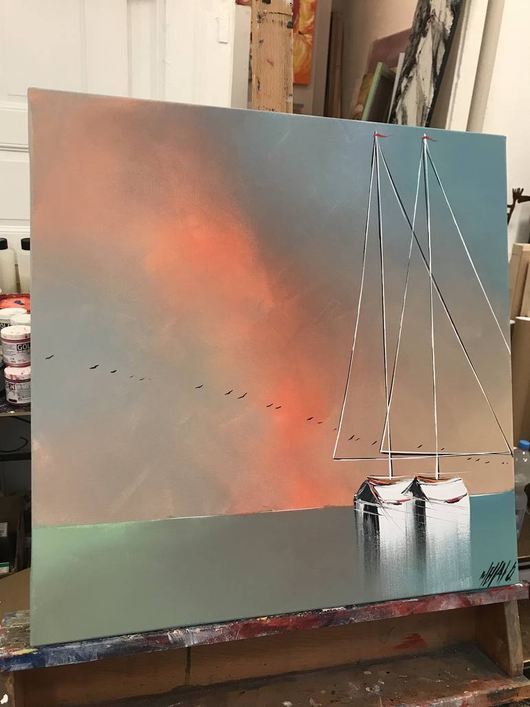 Original Sailboat Painting by Olivier Messas