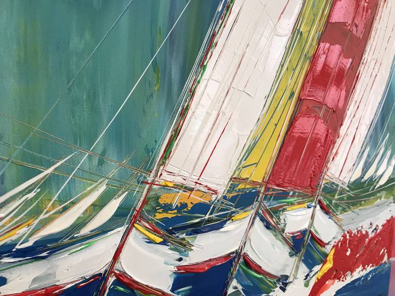 Original Abstract Expressionism Sailboat Painting by Olivier Messas