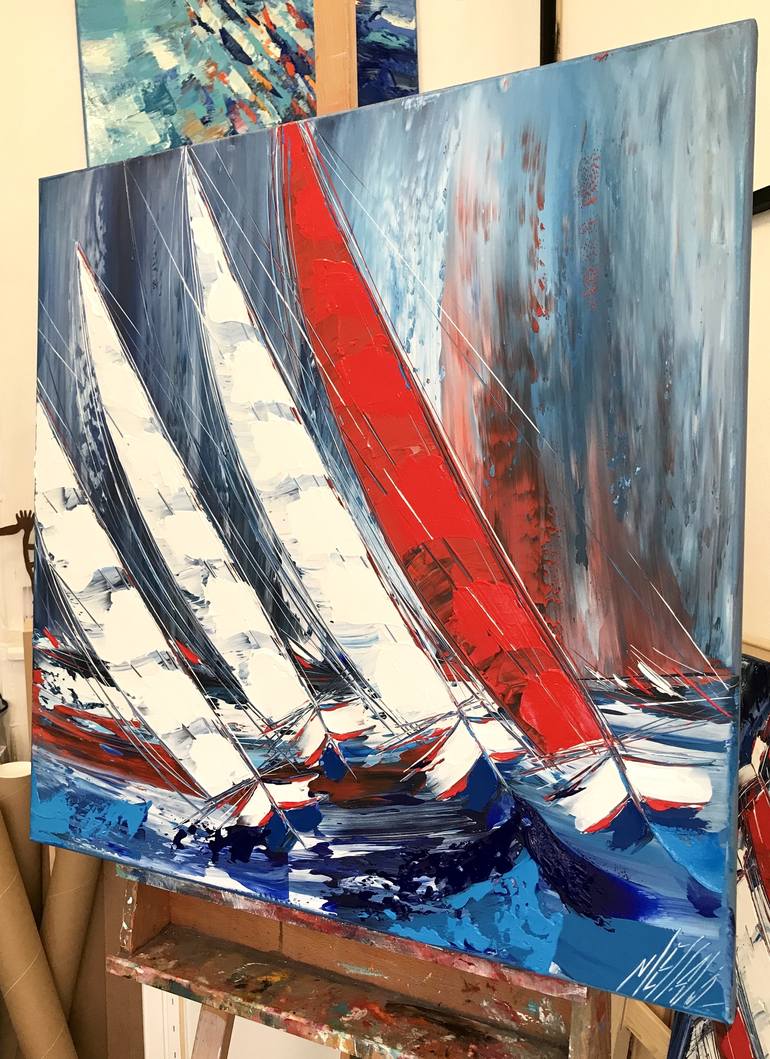 Original Sailboat Painting by Olivier Messas