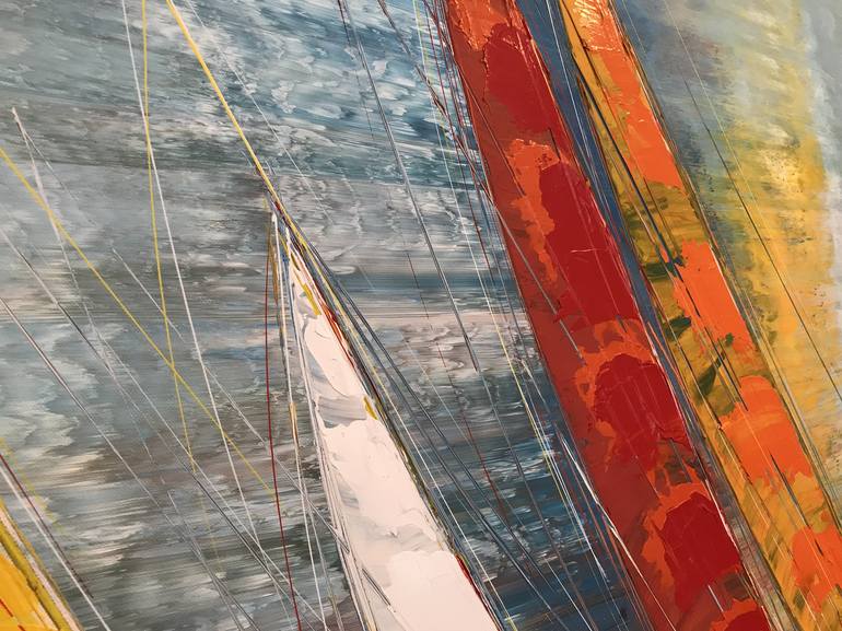 Original Impressionism Sailboat Painting by Olivier Messas