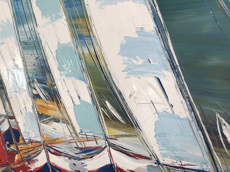 Original Abstract Expressionism Sailboat Painting by Olivier Messas