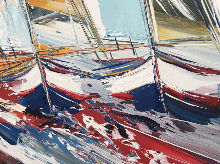 Original Abstract Expressionism Sailboat Painting by Olivier Messas