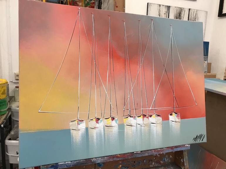 Original Sailboat Painting by Olivier Messas