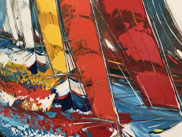 Original Abstract Expressionism Sailboat Painting by Olivier Messas