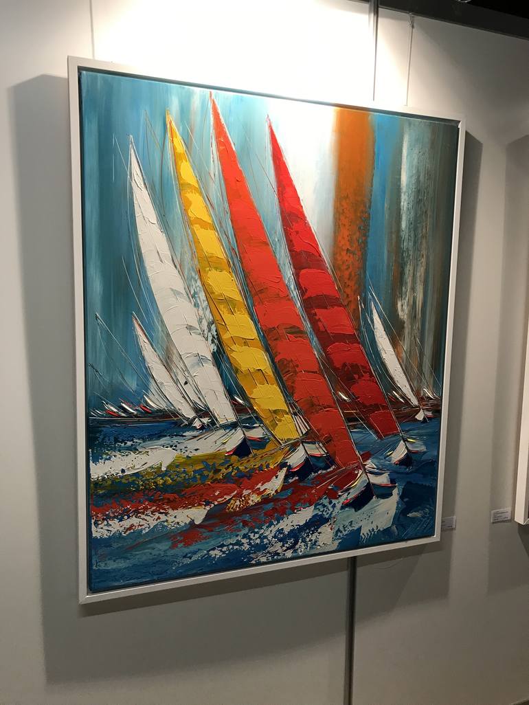 Original Sailboat Painting by Olivier Messas