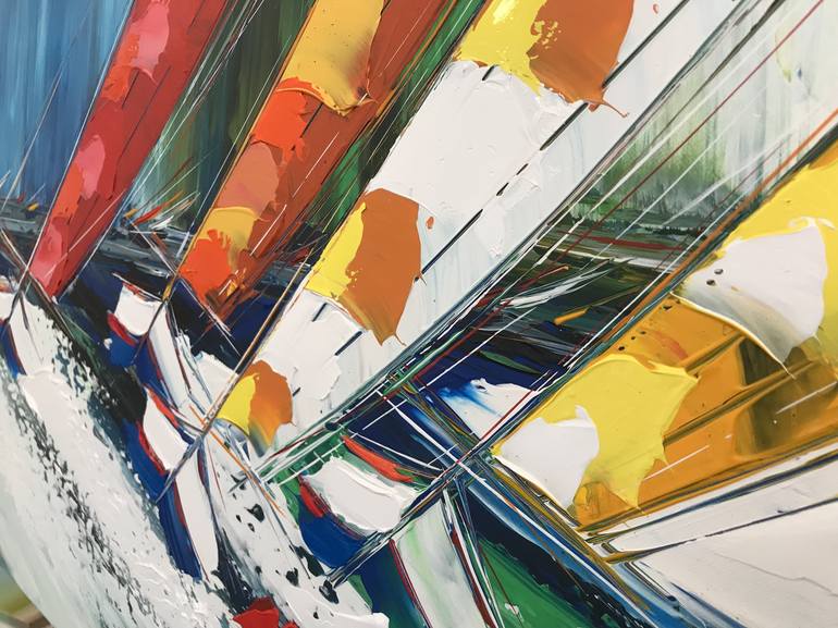 Original Abstract Expressionism Sailboat Painting by Olivier Messas