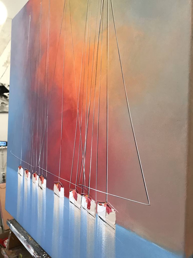 Original Figurative Sailboat Painting by Olivier Messas