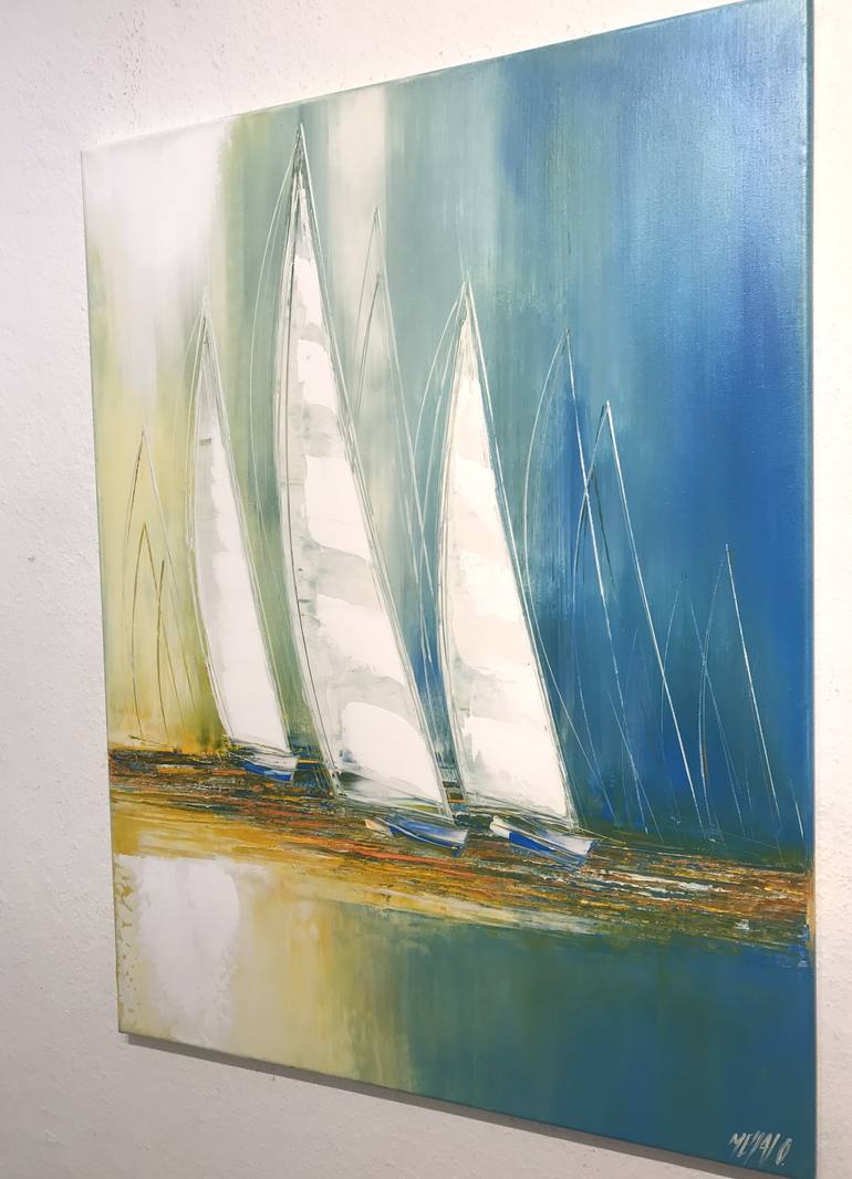 Original Figurative Boat Painting by Olivier Messas