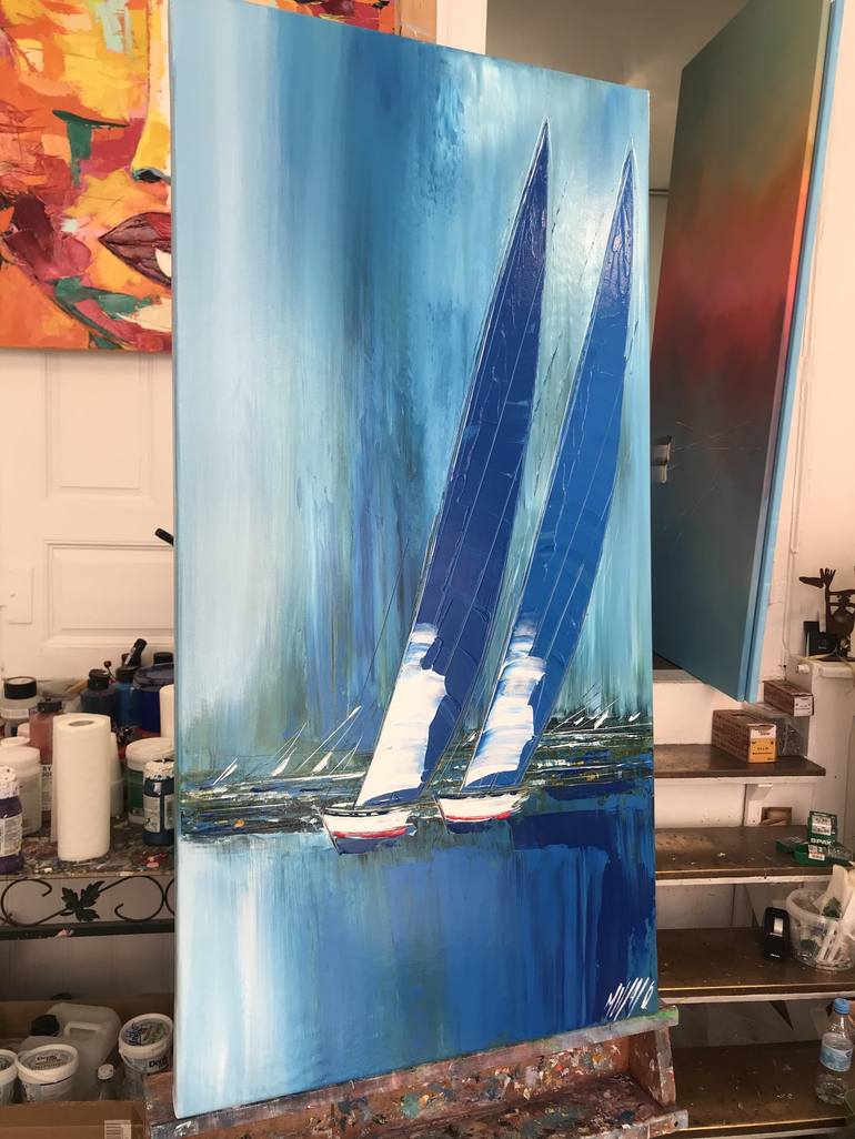 Original Sailboat Painting by Olivier Messas