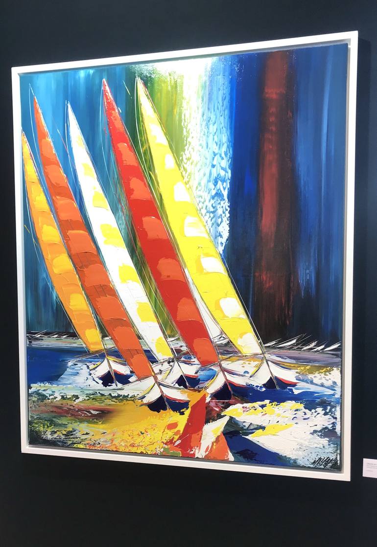 Original Figurative Sailboat Painting by Olivier Messas