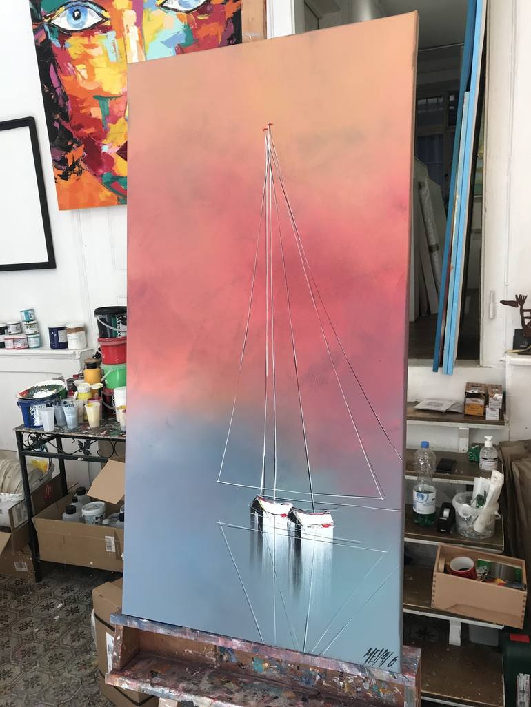 Original Sailboat Painting by Olivier Messas