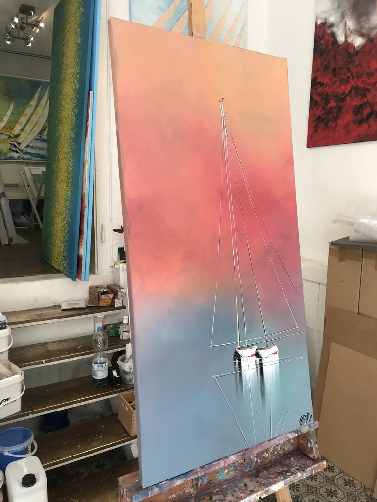 Original Sailboat Painting by Olivier Messas