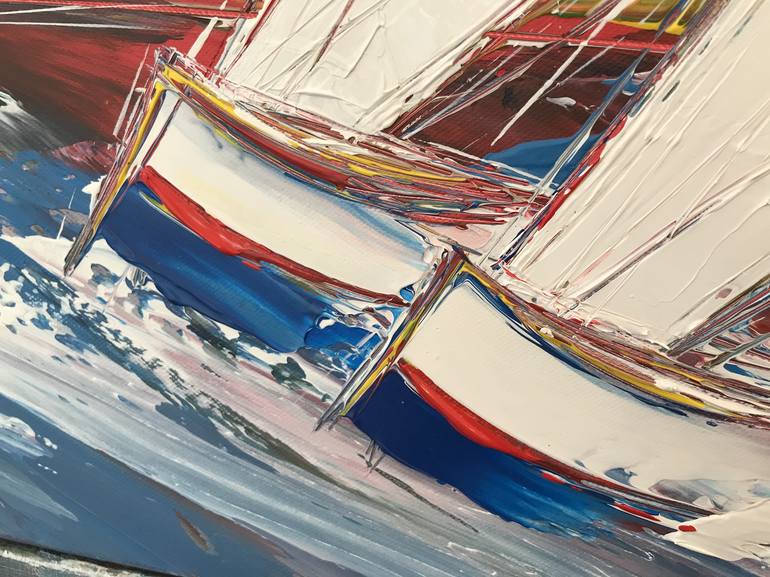 Original Figurative Sailboat Painting by Olivier Messas