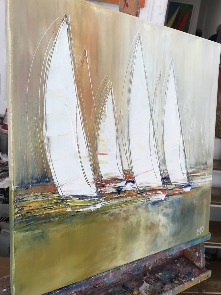 Original Figurative Sailboat Painting by Olivier Messas