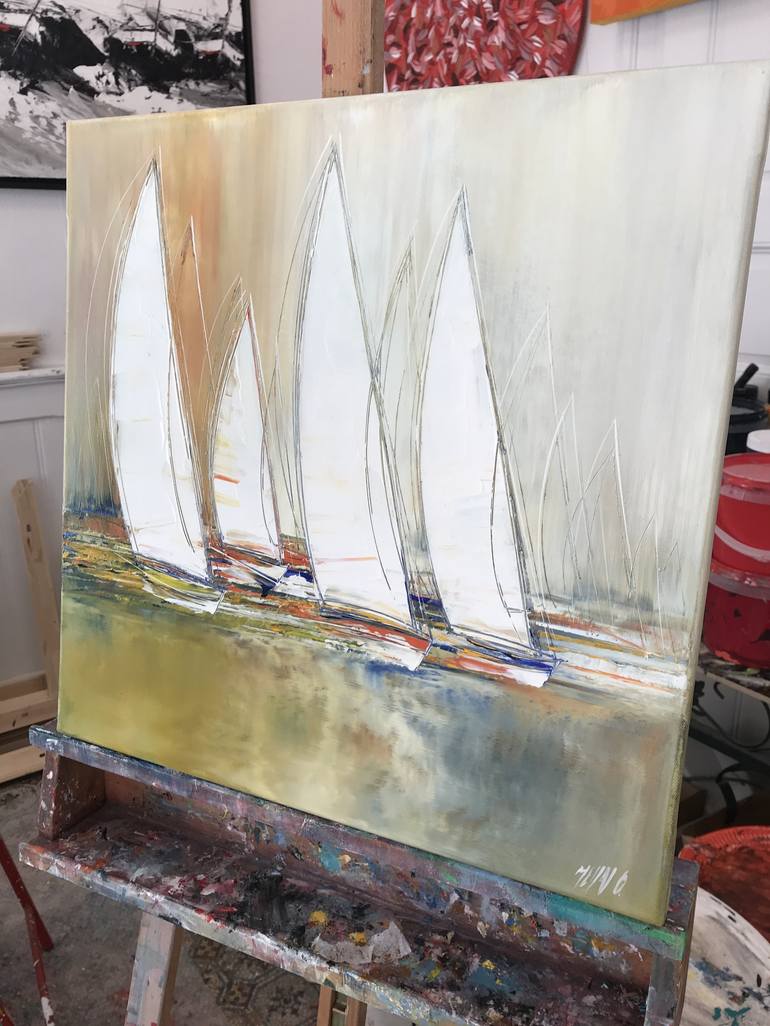 Original Sailboat Painting by Olivier Messas