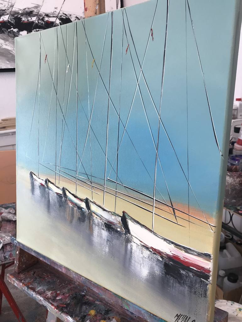 Original Sailboat Painting by Olivier Messas