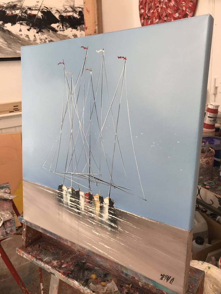 Original Figurative Sailboat Painting by Olivier Messas