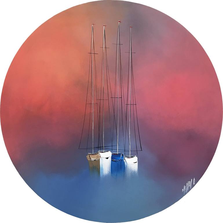 Original Impressionism Sailboat Paintings by Olivier Messas