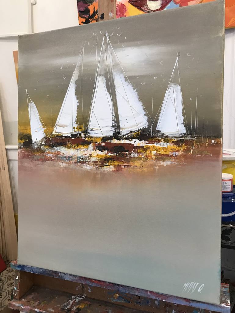 Original Sailboat Painting by Olivier Messas