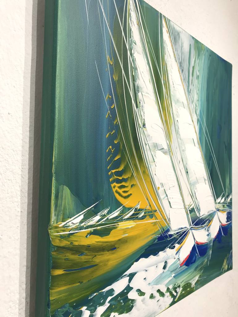 Original Fine Art Sailboat Painting by Olivier Messas