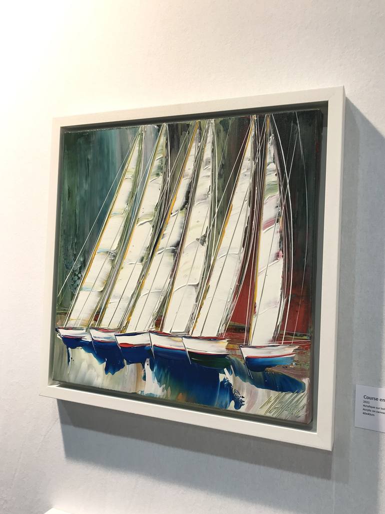 Original Fine Art Sailboat Painting by Olivier Messas