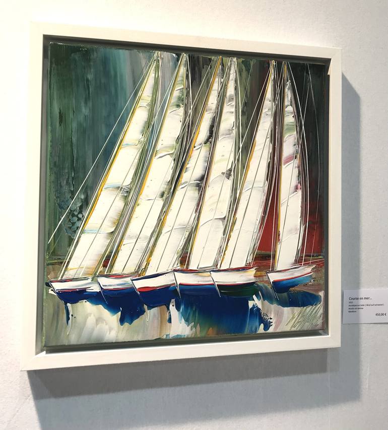 Original Fine Art Sailboat Painting by Olivier Messas