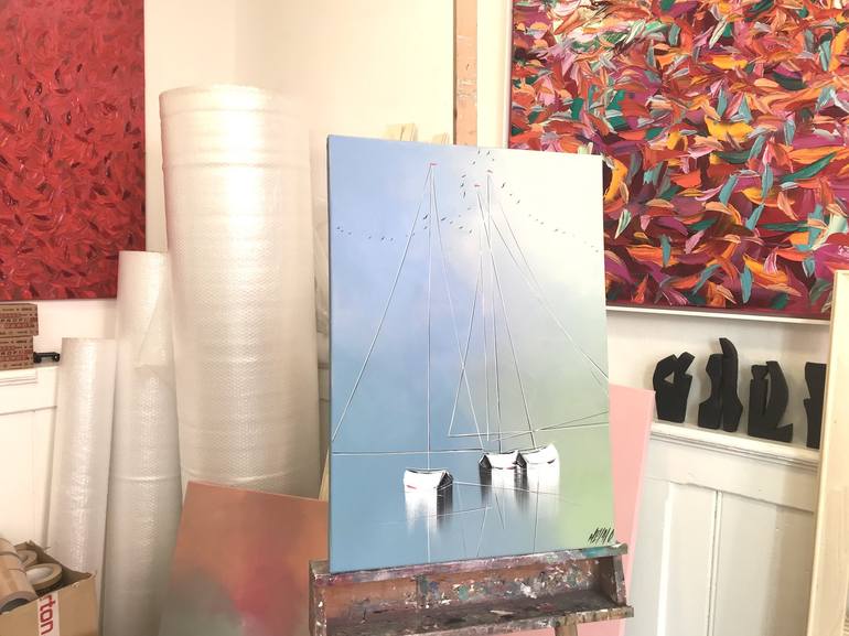 Original Fine Art Sailboat Painting by Olivier Messas