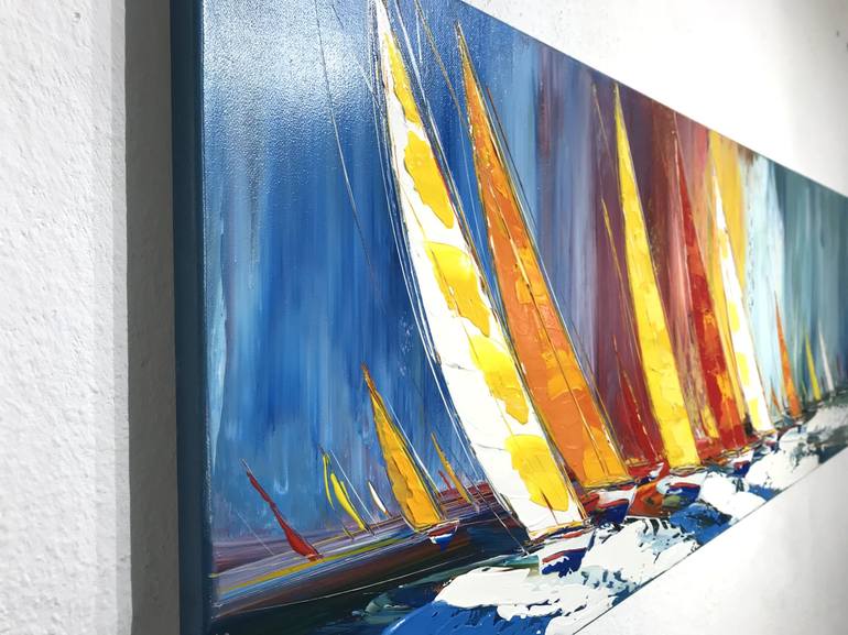 Original Figurative Sailboat Painting by Olivier Messas