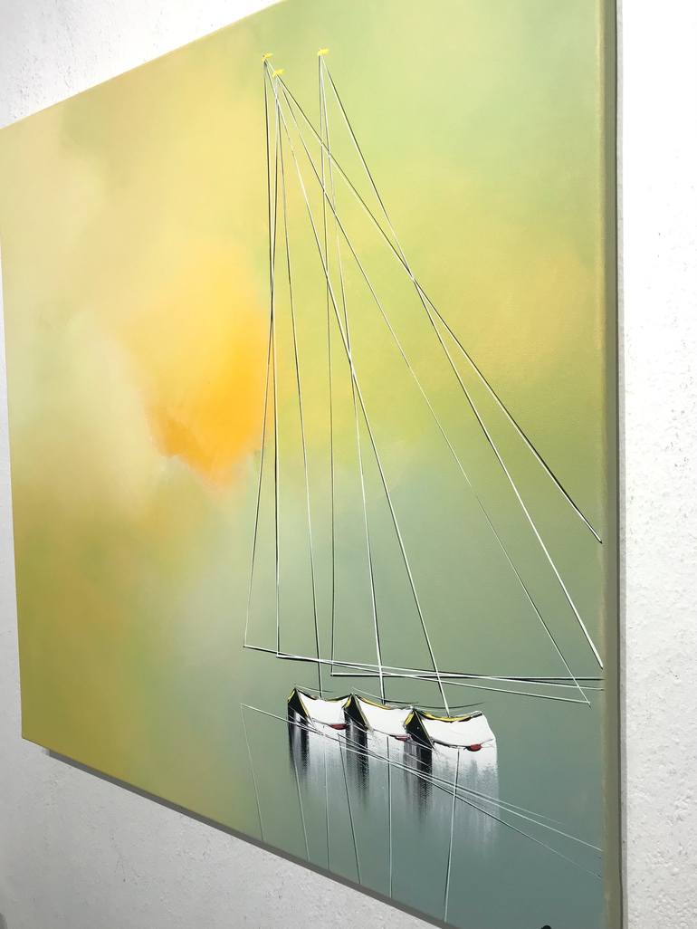 Original Fine Art Sailboat Painting by Olivier Messas