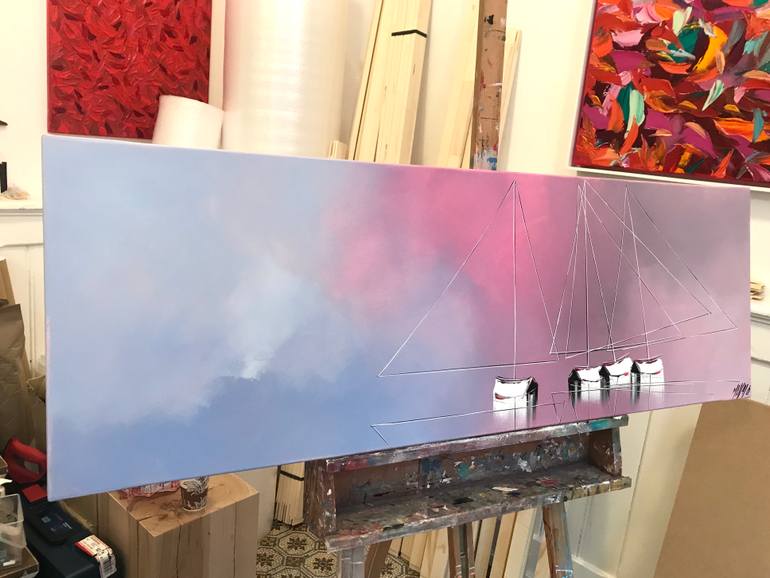 Original Fine Art Sailboat Painting by Olivier Messas