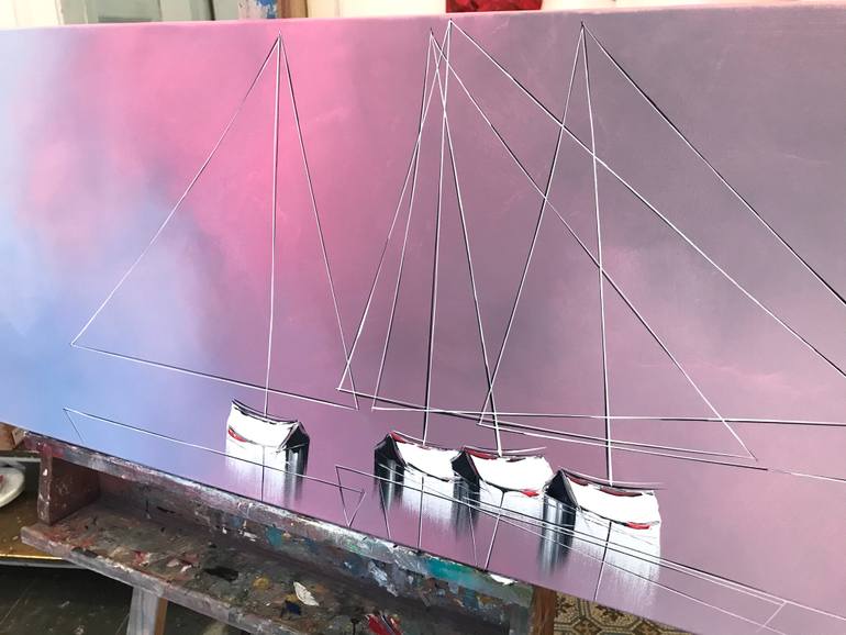 Original Fine Art Sailboat Painting by Olivier Messas