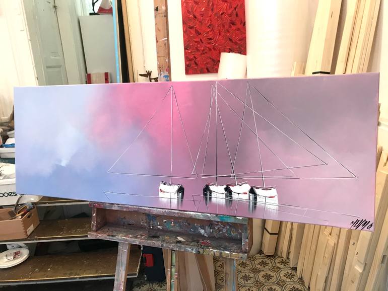 Original Fine Art Sailboat Painting by Olivier Messas