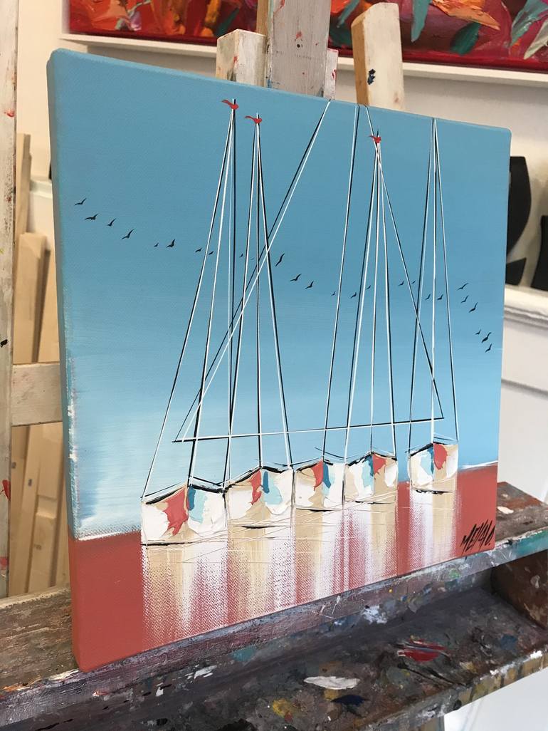 Original Figurative Sailboat Painting by Olivier Messas