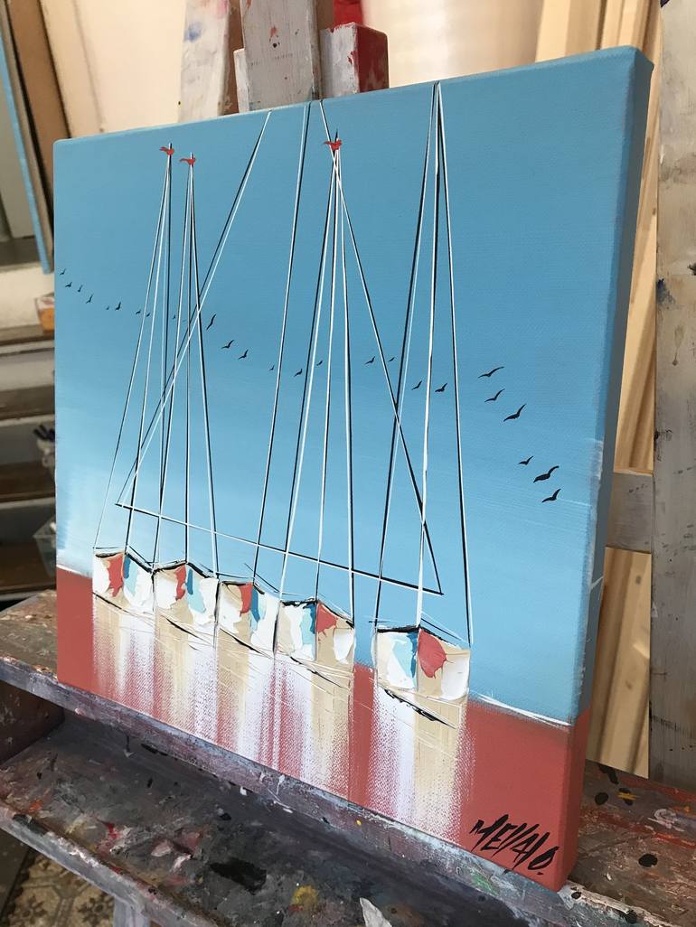 Original Figurative Sailboat Painting by Olivier Messas