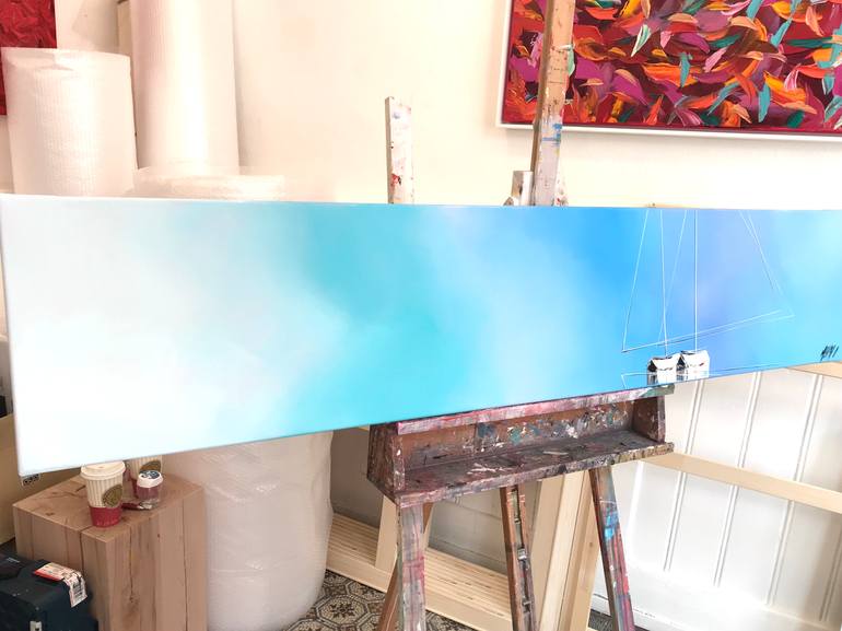 Original Fine Art Sailboat Painting by Olivier Messas