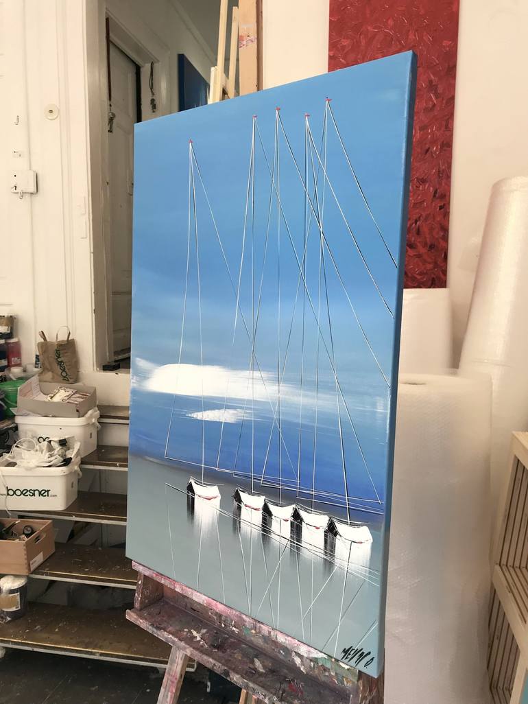 Original Abstract Sailboat Painting by Olivier Messas