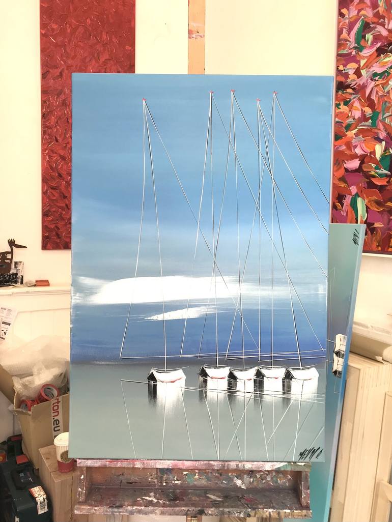 Original Sailboat Painting by Olivier Messas