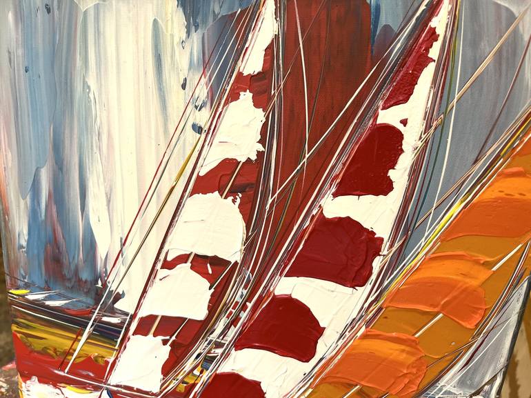 Original Pop Art Sailboat Painting by Olivier Messas