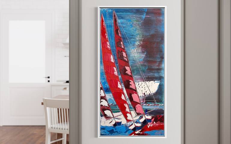 Original Figurative Sailboat Painting by Olivier Messas