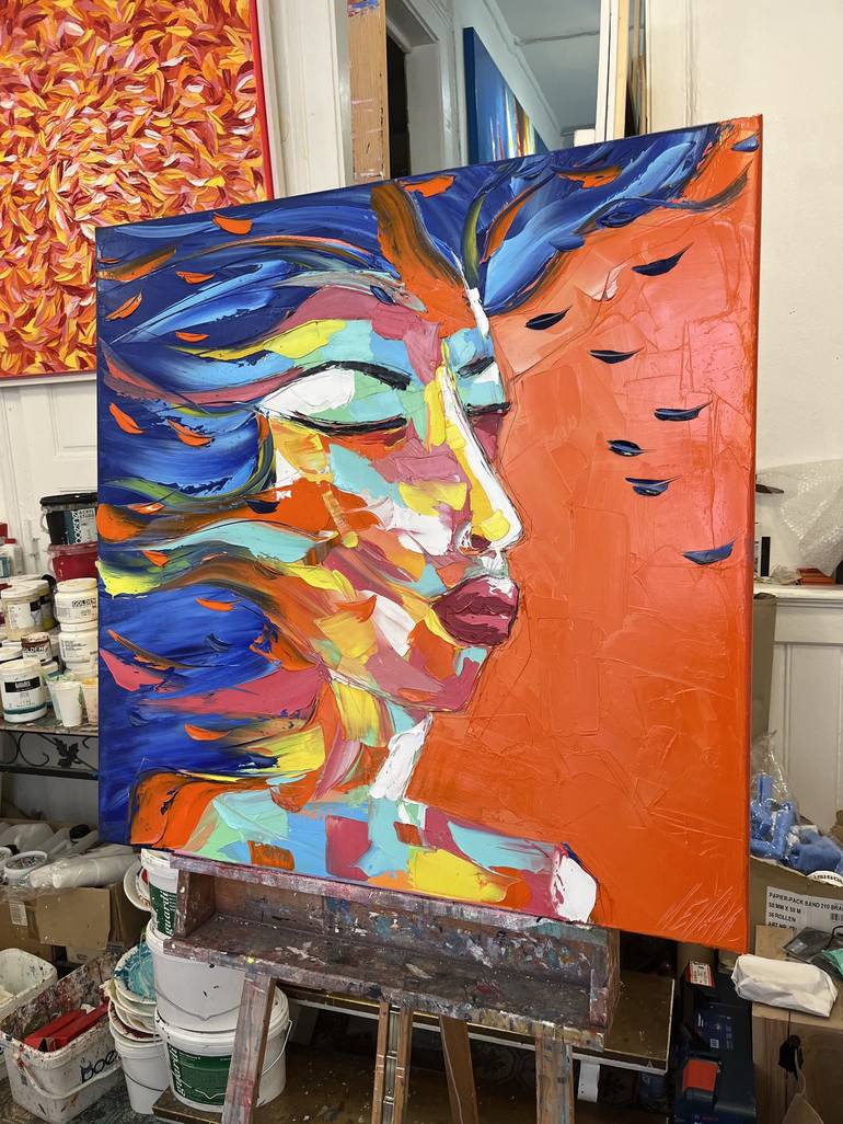 Original Abstract Portrait Painting by Olivier Messas