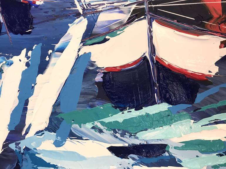 Original Pop Art Boat Painting by Olivier Messas